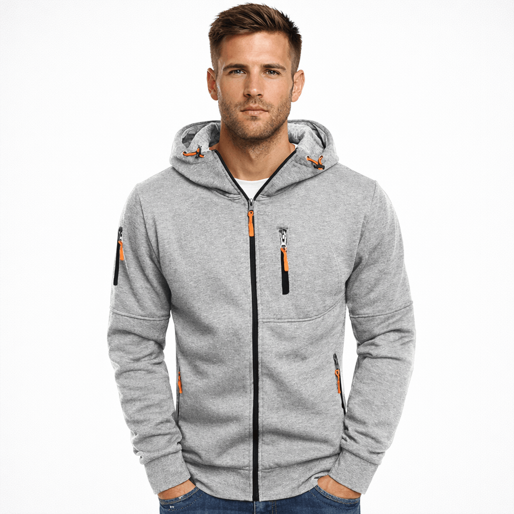 Coleeast-London Light grey / XS ACE, Zip-Up Hooded Sweatshirt