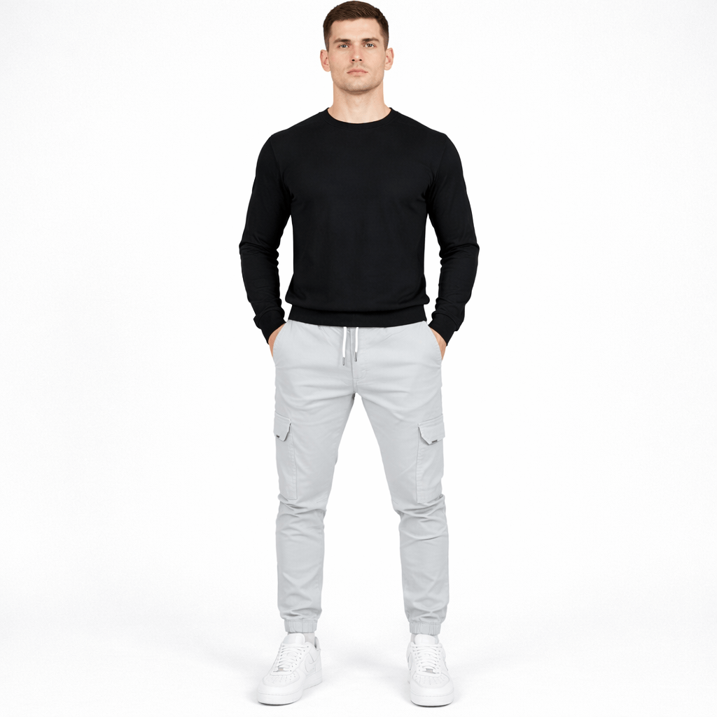 Coleeast-London Light grey / XS CLARK, Cotton Harem Pants Elastic Waist