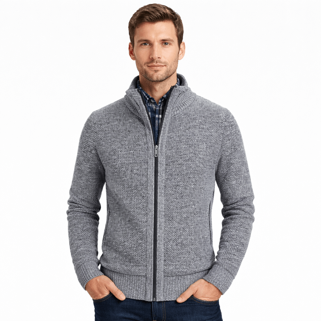 Coleeast-London Light grey / XS GRANT, Mandarin Collar Knit Cardigan