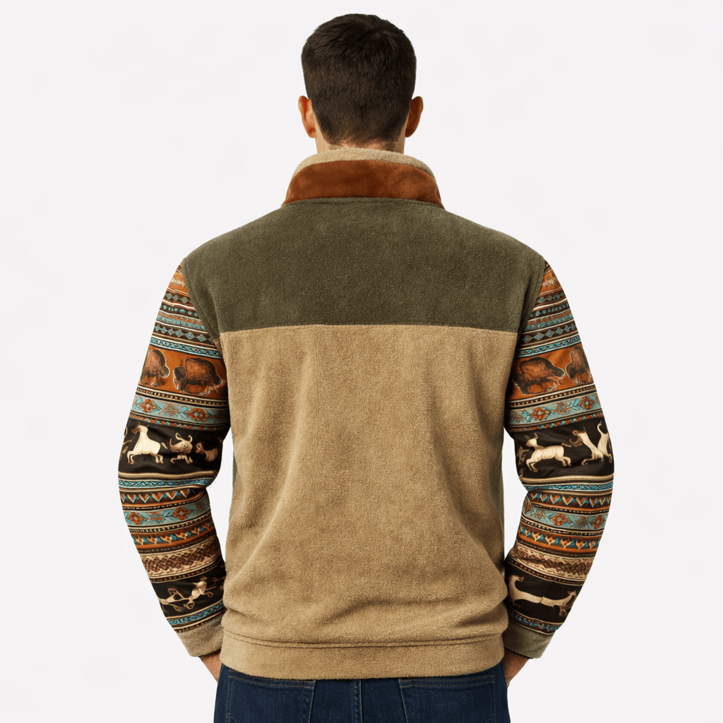 Coleeast-London MARCO, Printed Zip-Up Fleece Jacket
