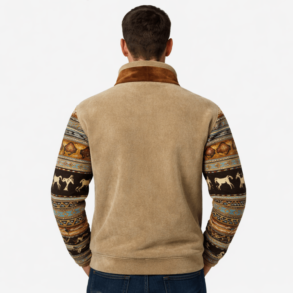 Coleeast-London MARCO, Printed Zip-Up Fleece Jacket