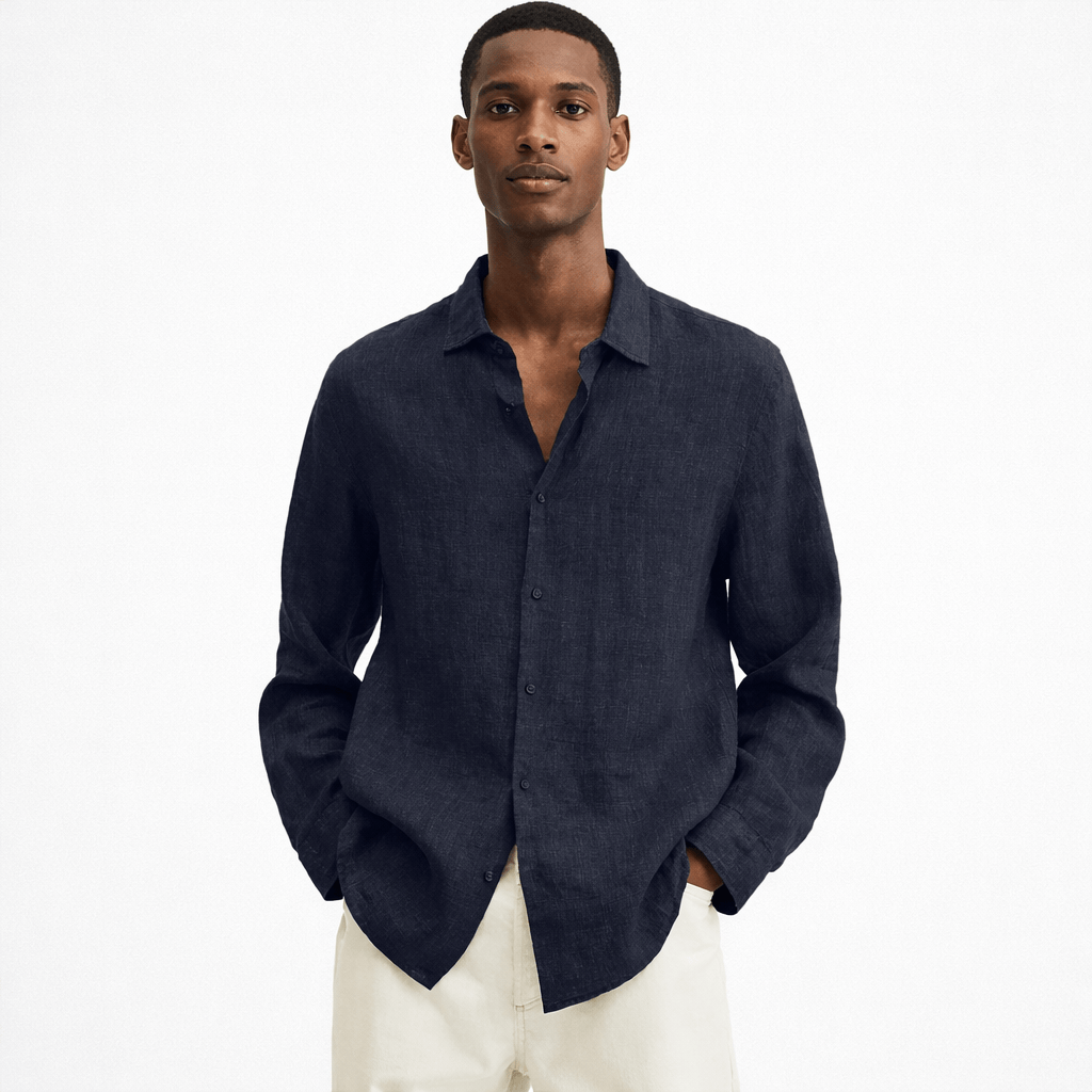 Coleeast-London Navy Blue / XS BENTLEY, Casual Cotton Button-Up Shirt
