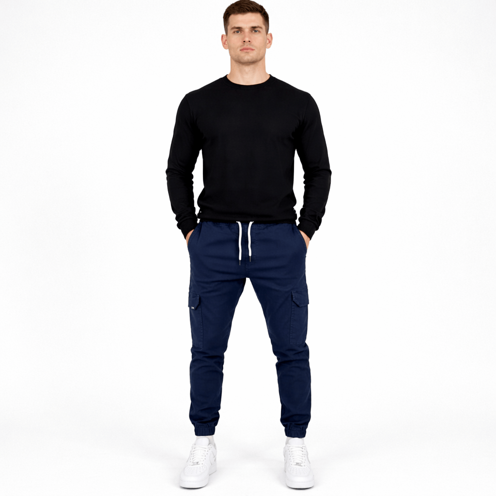 Coleeast-London Navy Blue / XS CLARK, Cotton Harem Pants Elastic Waist