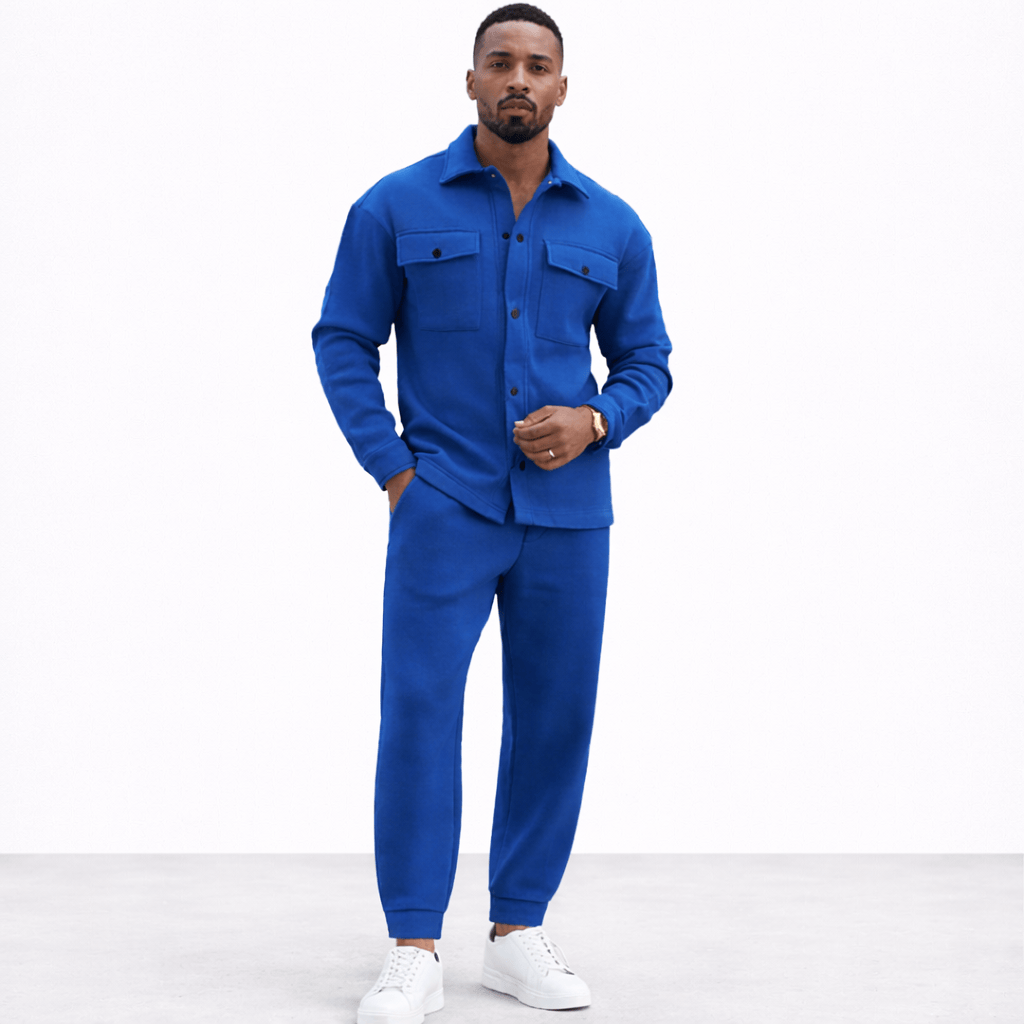 Coleeast-London Navy Blue / XS DOUGLAS, Fleece T-Shirt Set Elastic Waist