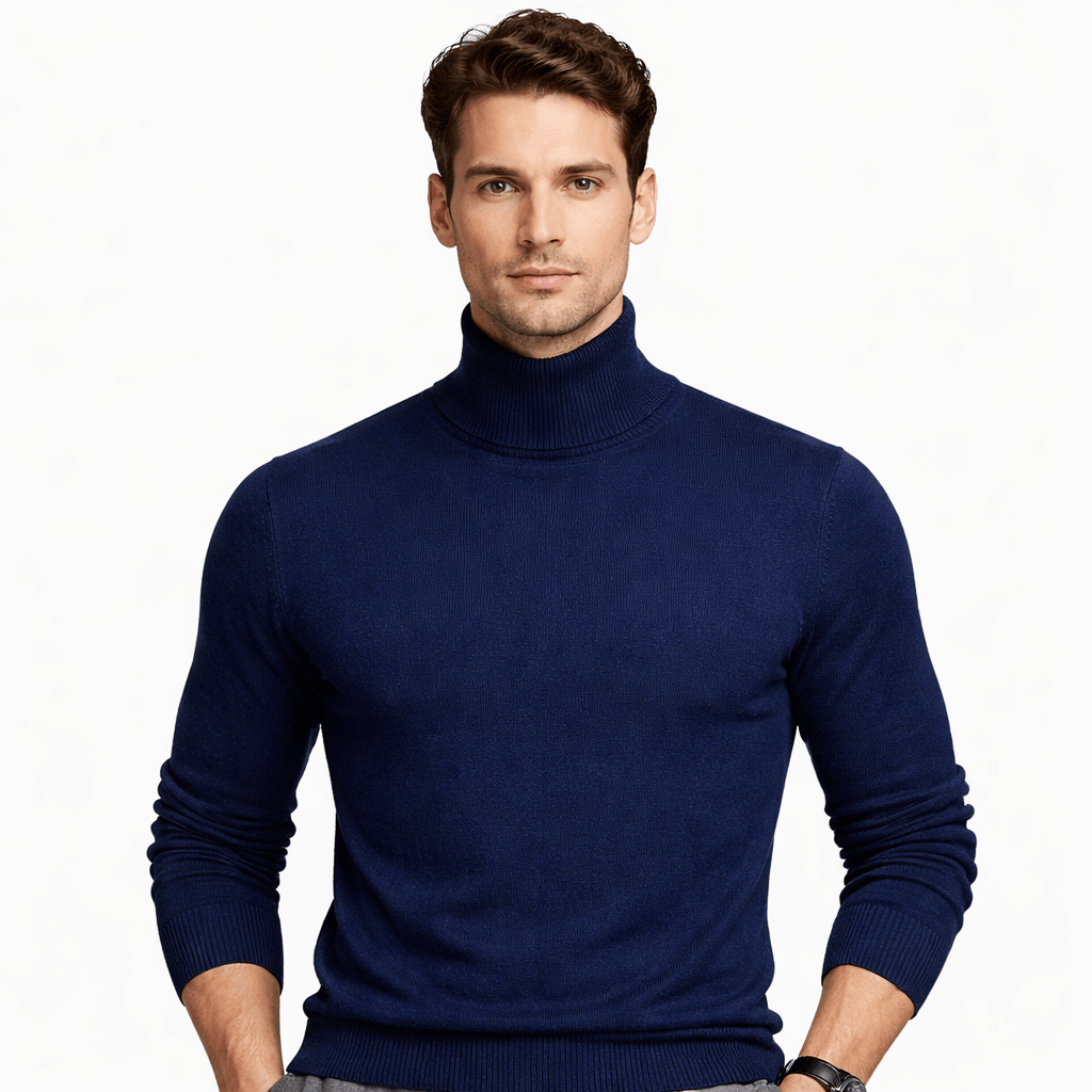 Coleeast-London Navy Blue / XS EDGAR, Turtleneck Rayon Sweater