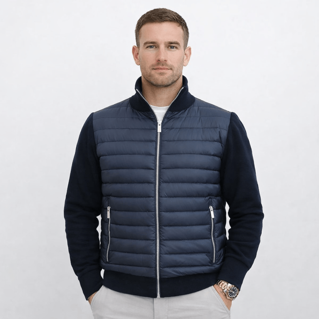 Coleeast-London Navy Blue / XS LOGAN, Thick Knit Zip-Up Jacket