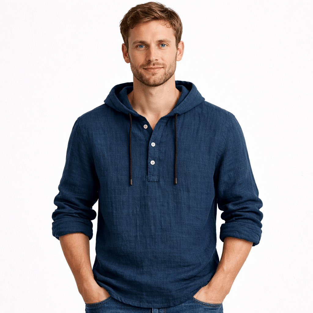 Coleeast-London Navy Blue / XS TIM, Linen Hooded Sweatshirt