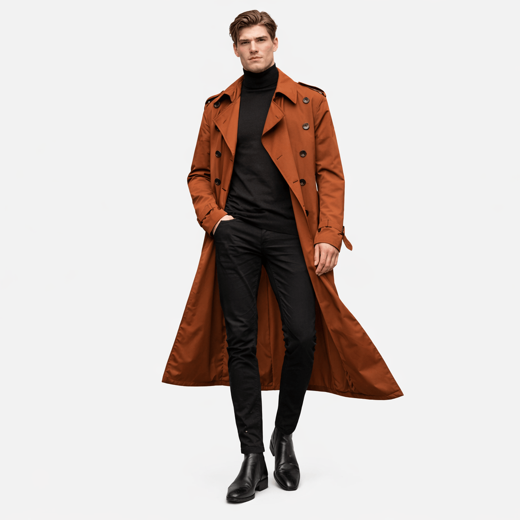 Coleeast-London Orange / XS JAMES, X-Long Single-Breasted Trench Coat