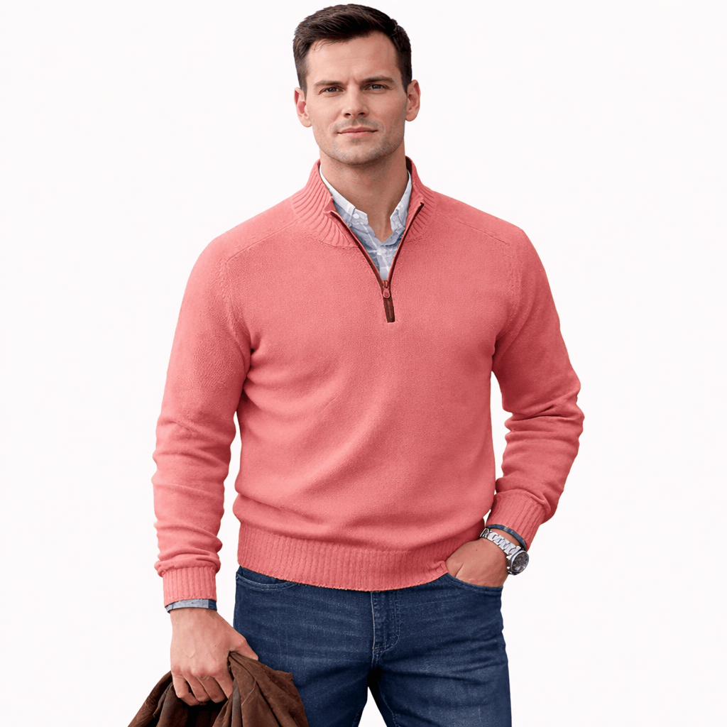 Coleeast-London Pink / XS ALAN, V-Neck Zip Polo Sweater