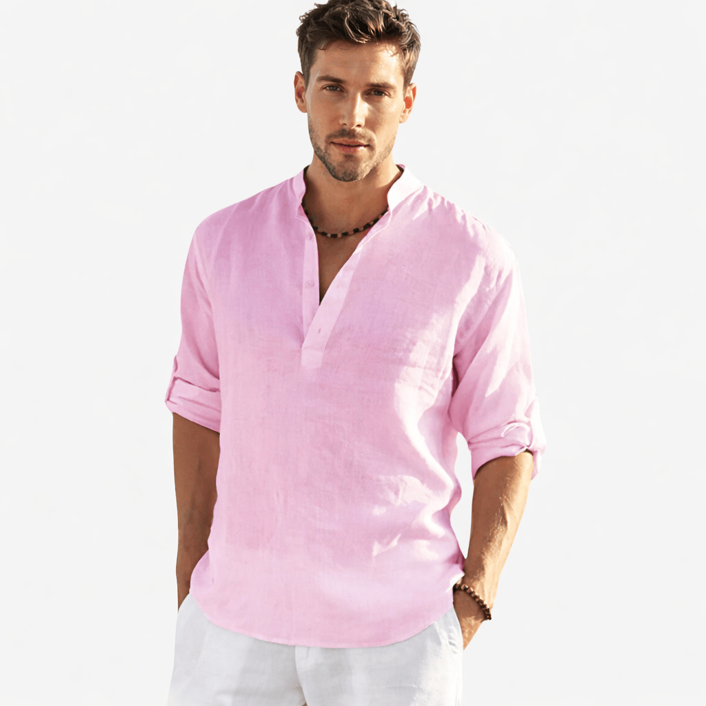 Coleeast London Pink / XS ASHER, Casual Cotton Linen Shirt