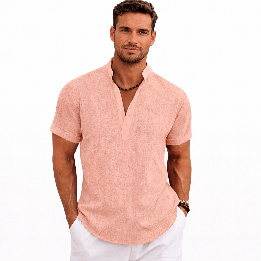 Coleeast London Pink / XS LUCAS Striped Linen Casual Shirt