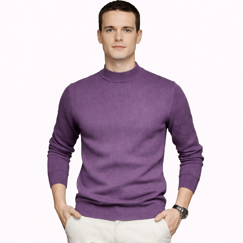 Coleeast-London Purple / XS ADAM, Mock Neck Casual Sweater