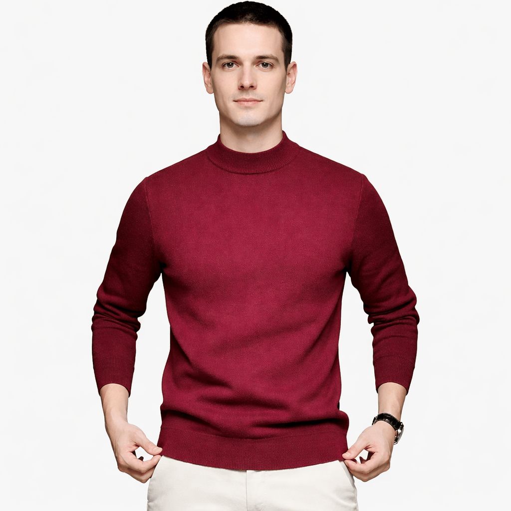 Coleeast-London Red win / XS ADAM, Mock Neck Casual Sweater