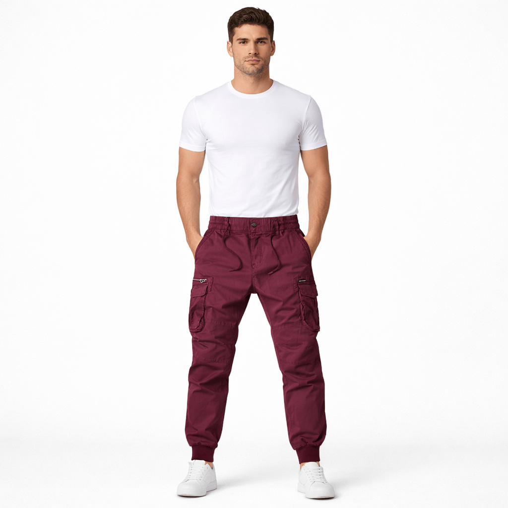 Coleeast-London Red win / XS ETHAN, Cotton Cargo Pants Regular Fit