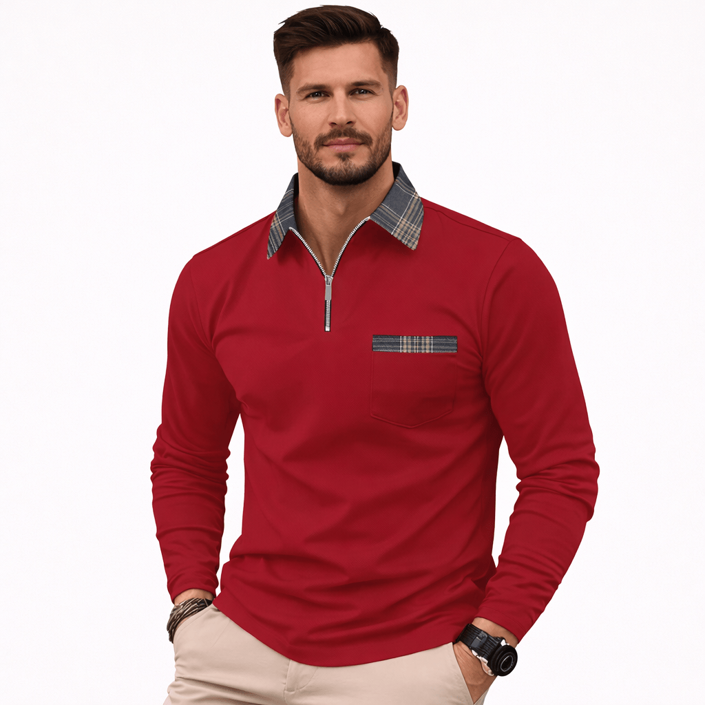Coleeast-London Red / XS AARON, Solid Casual Polo Shirt