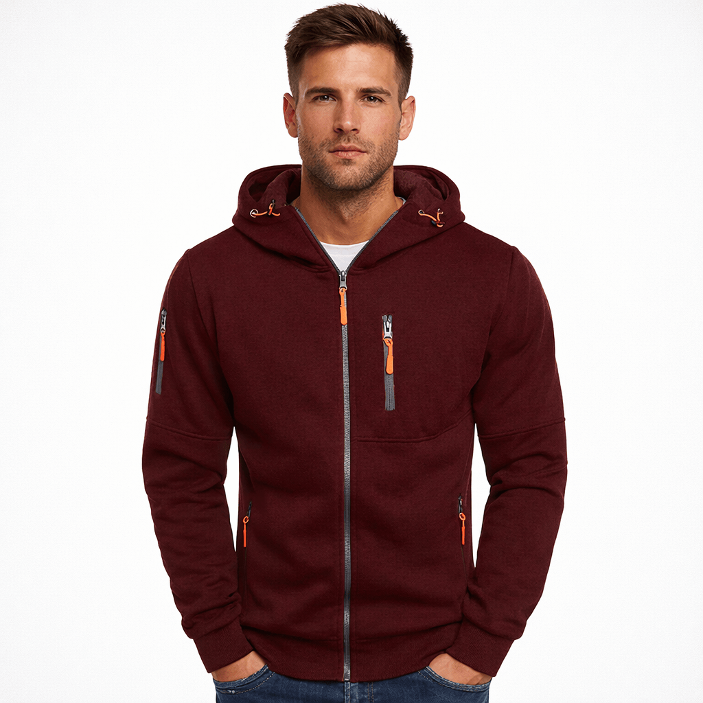 Coleeast-London Red / XS ACE, Zip-Up Hooded Sweatshirt