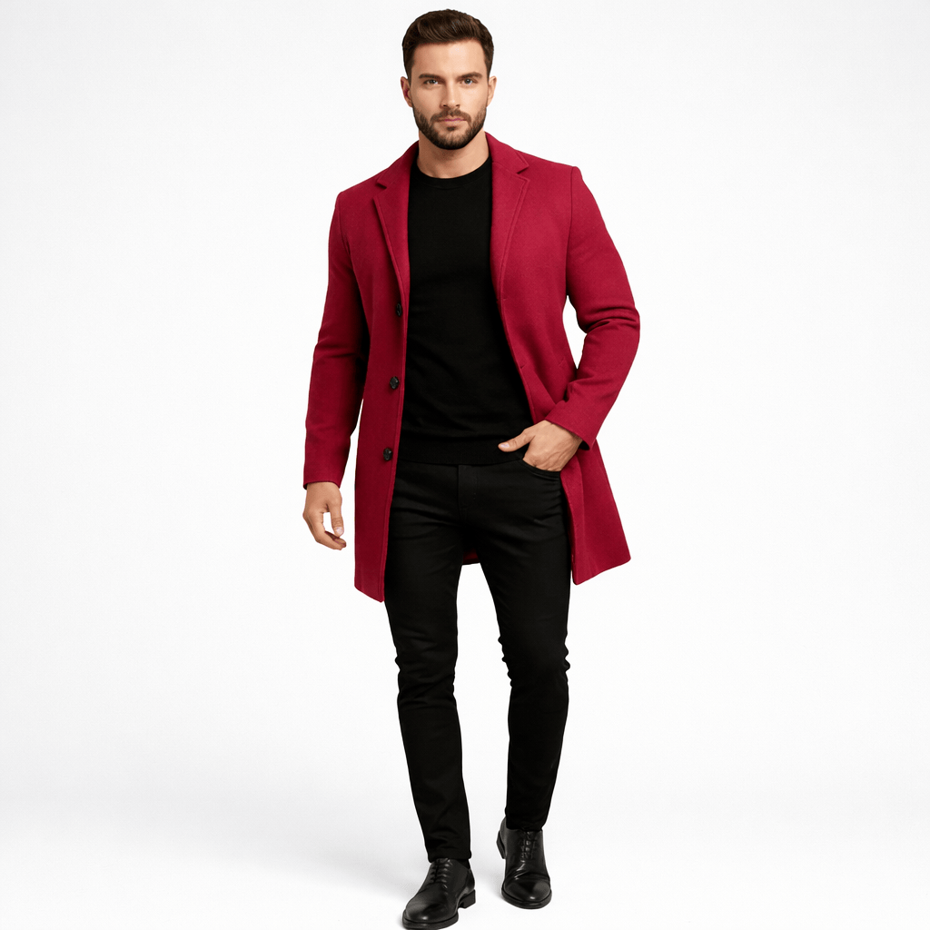 Coleeast-London Red / XS RICHARD, Single Breasted Solid Trench Coat