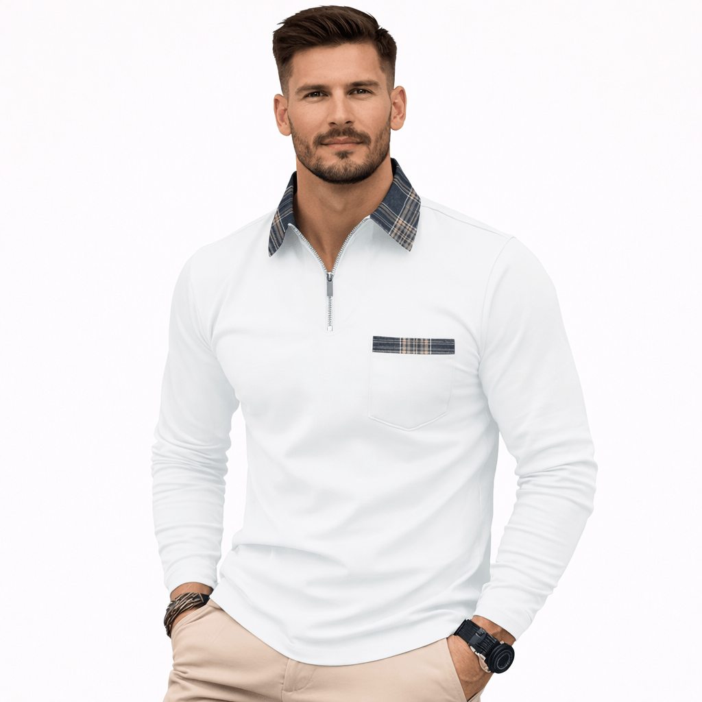 Coleeast-London White / XS AARON, Solid Casual Polo Shirt