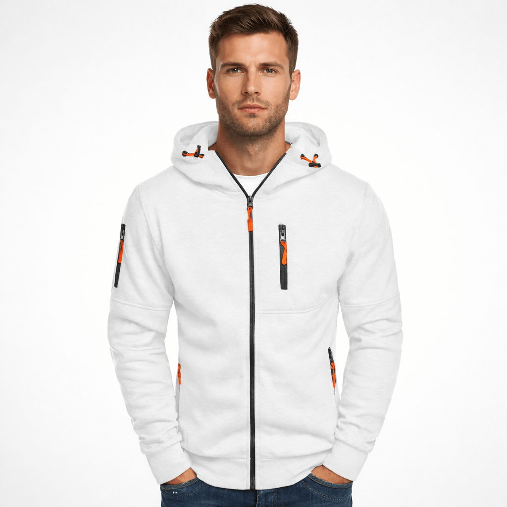 Coleeast-London White / XS ACE, Zip-Up Hooded Sweatshirt