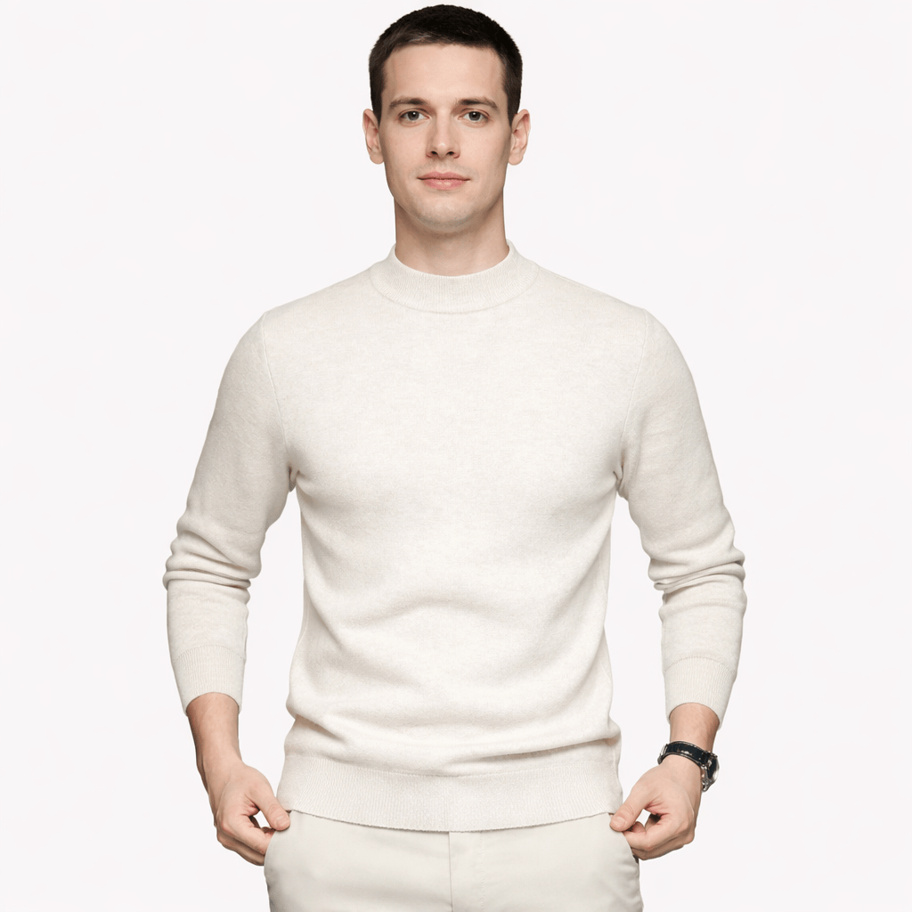 Coleeast-London White / XS ADAM, Mock Neck Casual Sweater