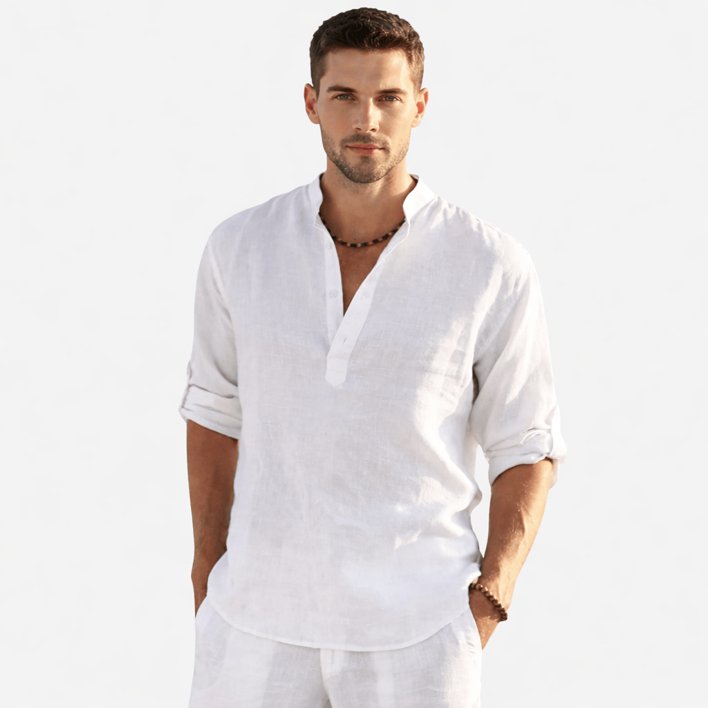 Coleeast London White / XS ASHER, Casual Cotton Linen Shirt