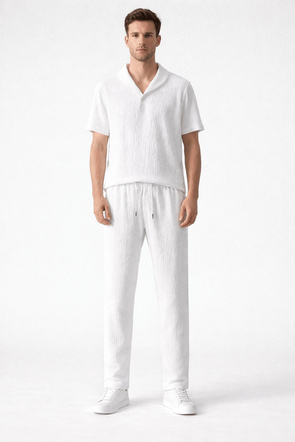 Coleeast-London White / XS ASHTON, Casual V-Neck Shorts Set