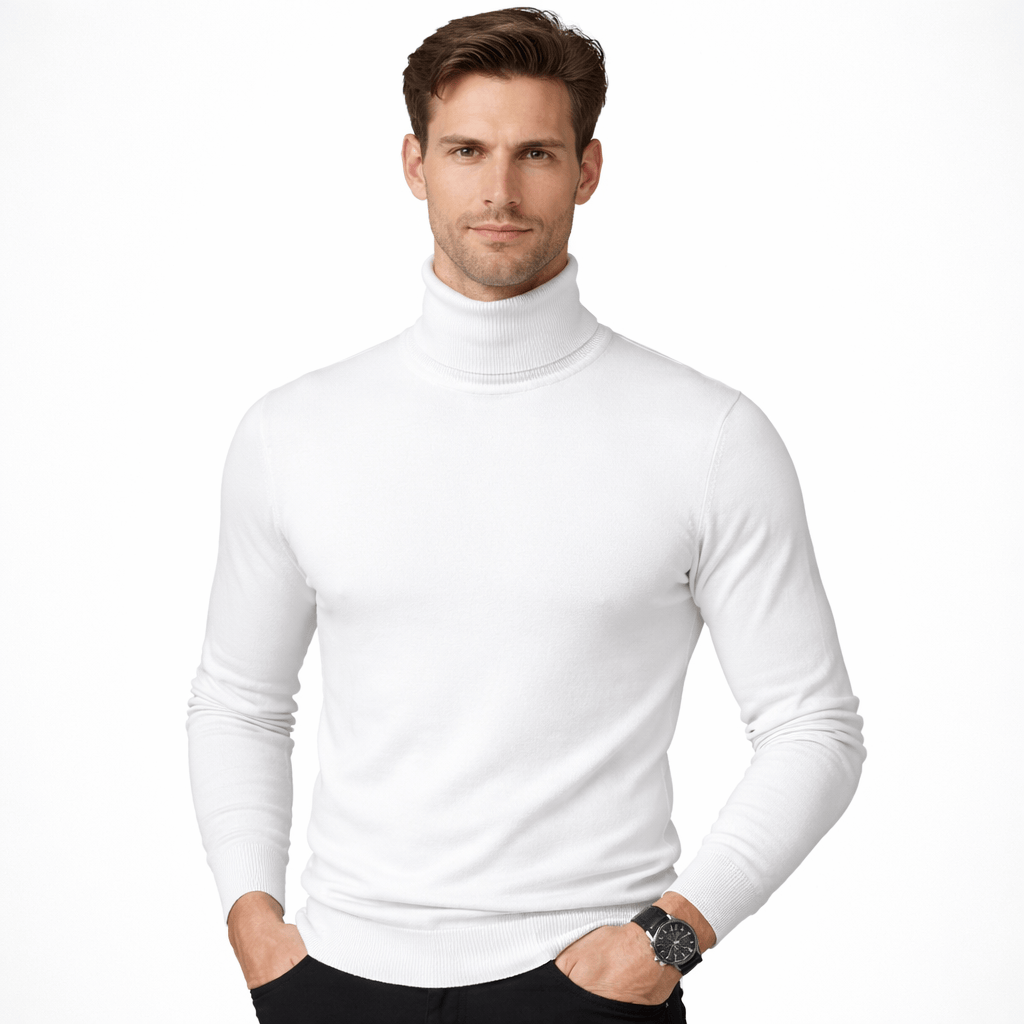 Coleeast-London White / XS EDGAR, Turtleneck Rayon Sweater