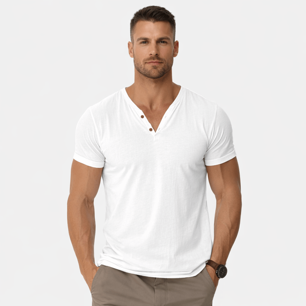 Coleeast-London White / XS FARRELL, V-Neck Breathable Cotton T-Shirt