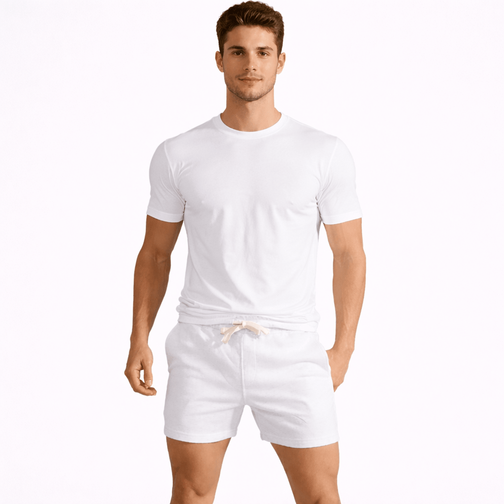 Coleeast-London White / XS GLENN, Cotton Drawstring Gym Shorts
