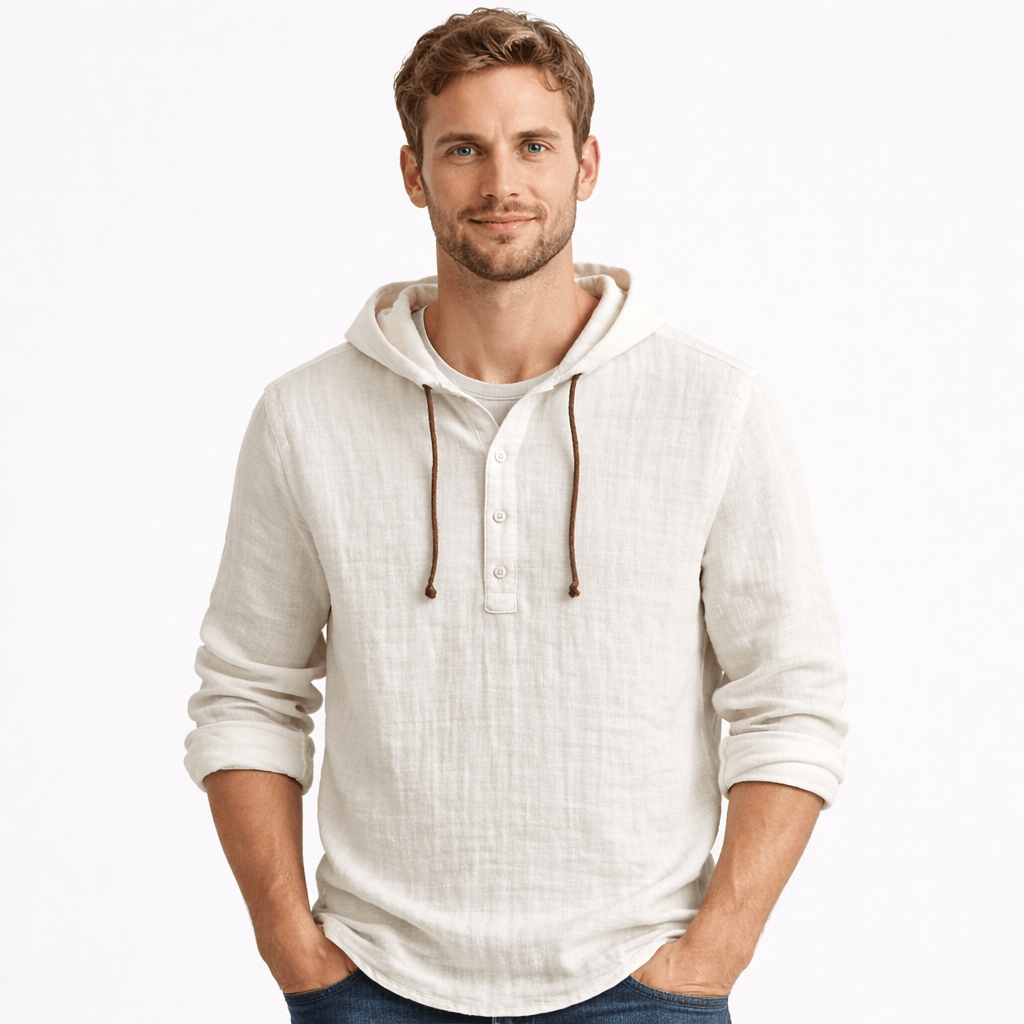 Coleeast-London White / XS TIM, Linen Hooded Sweatshirt