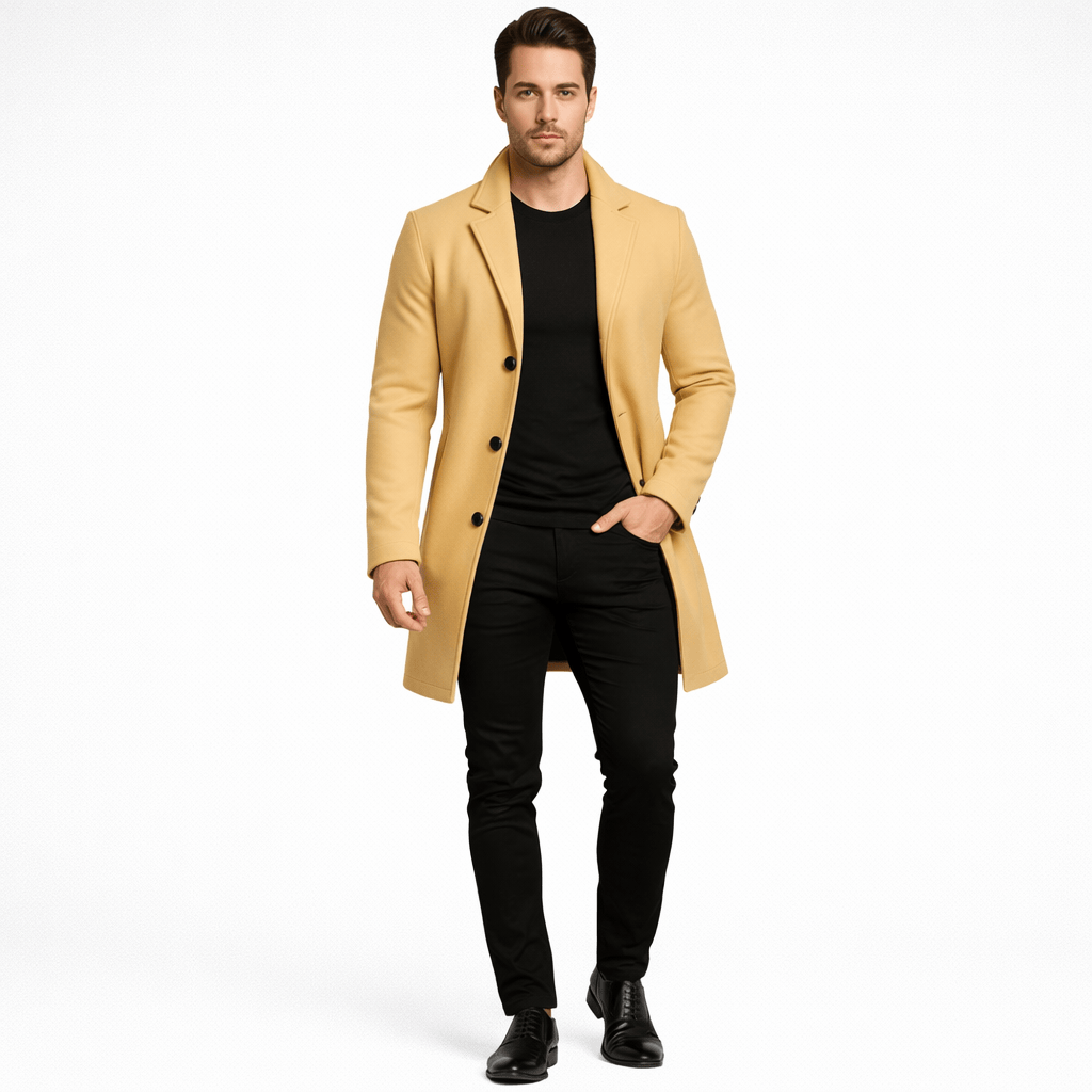 Coleeast-London Yellow / XS RICHARD, Single Breasted Solid Trench Coat