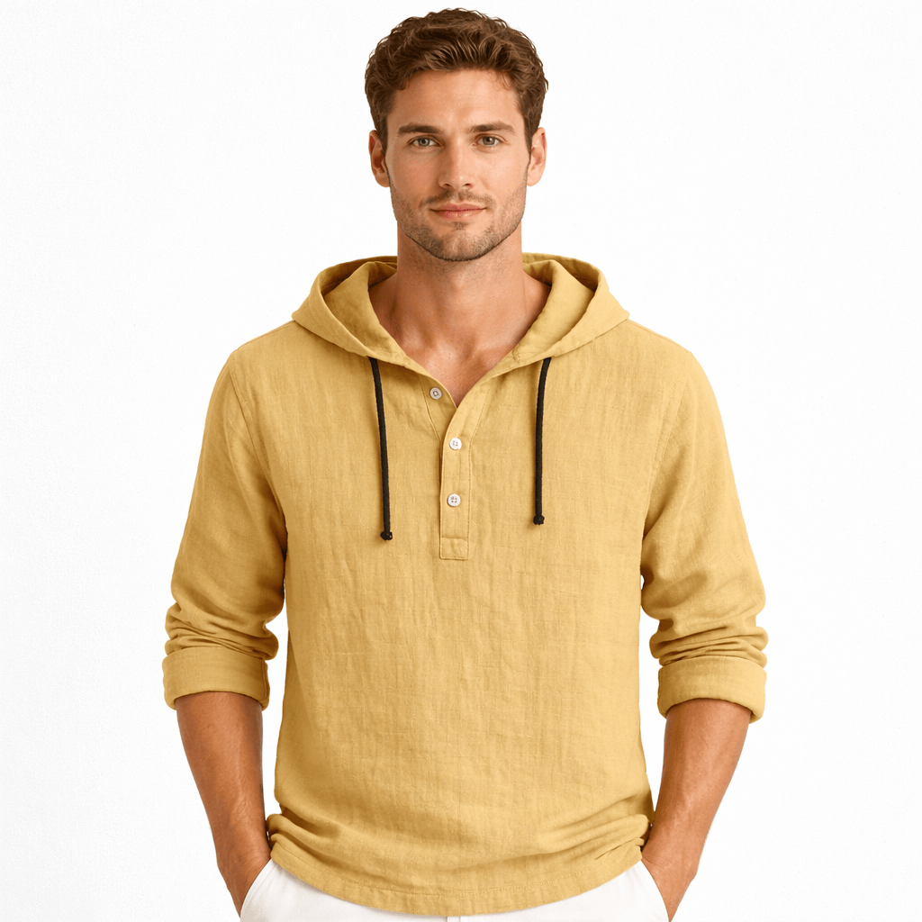 Coleeast-London Yellow / XS TIM, Linen Hooded Sweatshirt